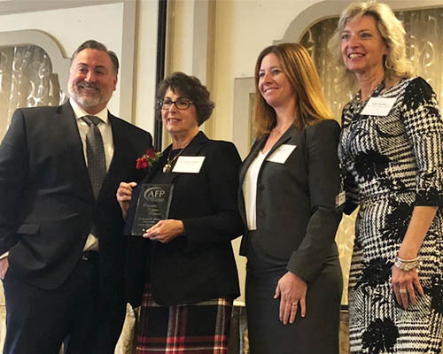 From left, Christopher Polito, president of the AFP NJ Southern Chapter, Johanna Johnson,  and event co-chairs Julie Fink and Kelly Hageman. 