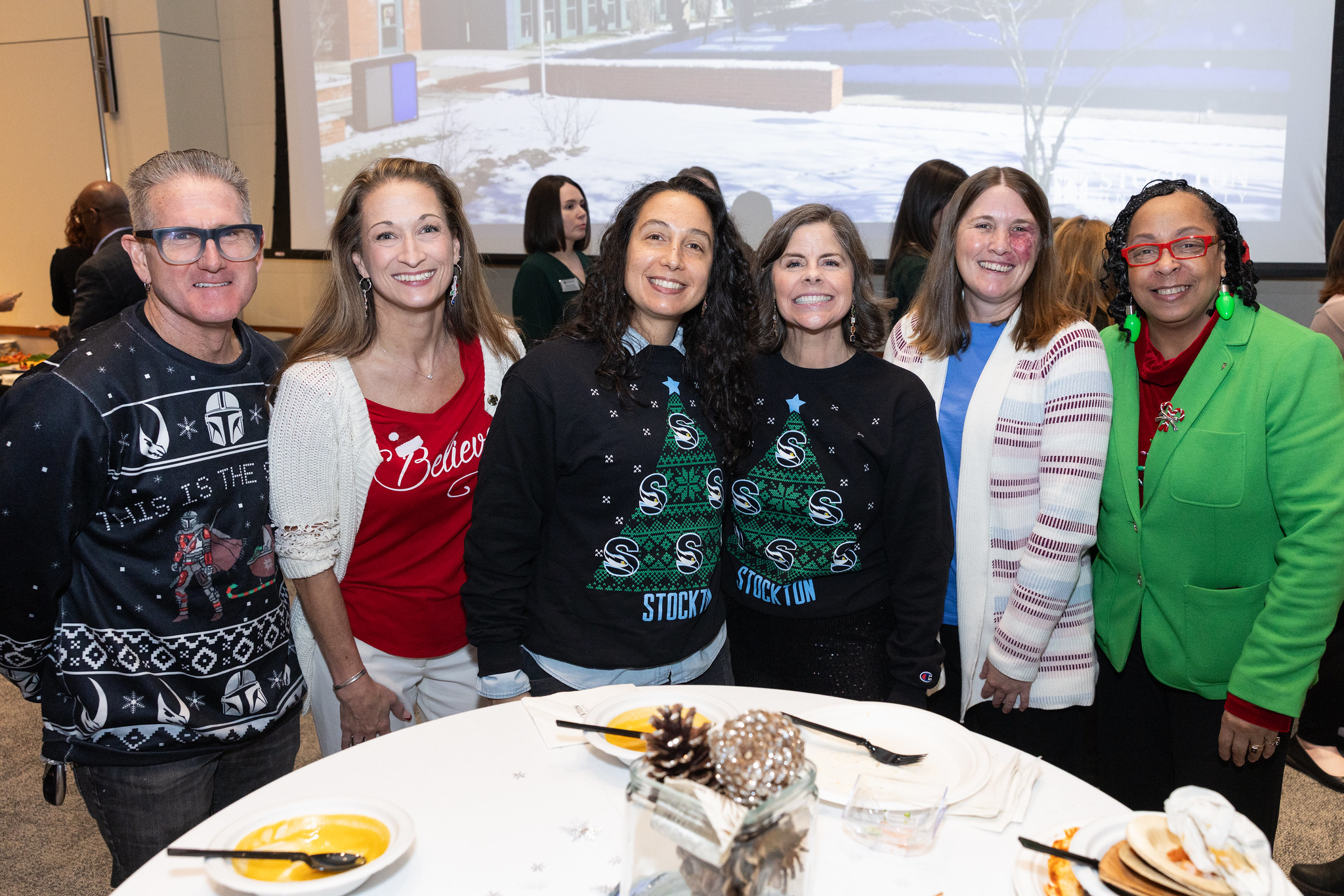 faculty at holiday party