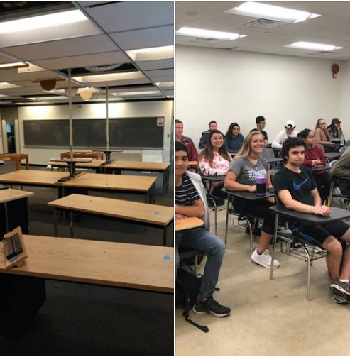 students sitting in renovated classroom 