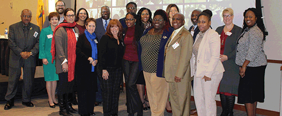 Panelists at the 2018 Diversity in Higher Education Conference at Stockton University. Below: ACOD president and CEO Elizabeth Williams Riley, Stockton Chief Diversity Officer Valerie Hayes and a panel of students from Stockton and Seton Hall universities.