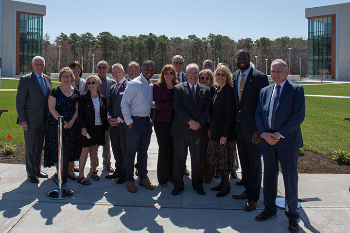 Stockton leadership at academic quad ribbon cutting ceremony