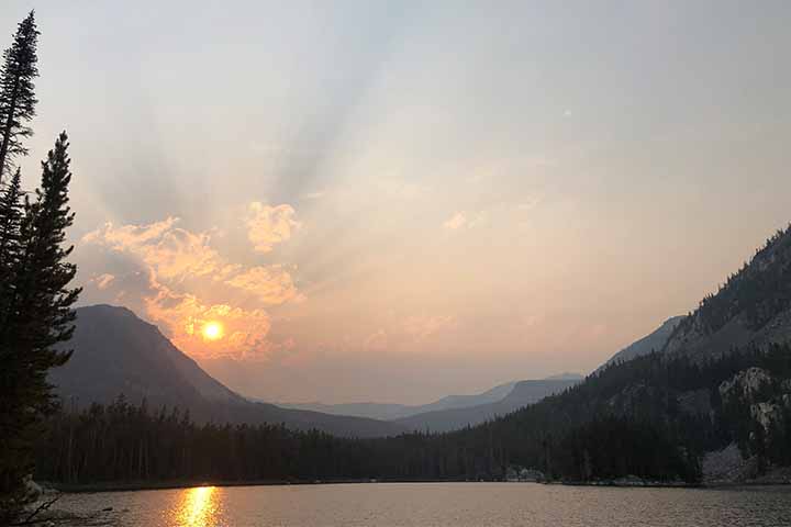 Sunset in a mountain setting