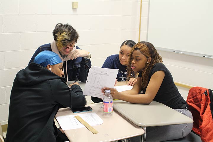 High school students in Holocaust Resource Center