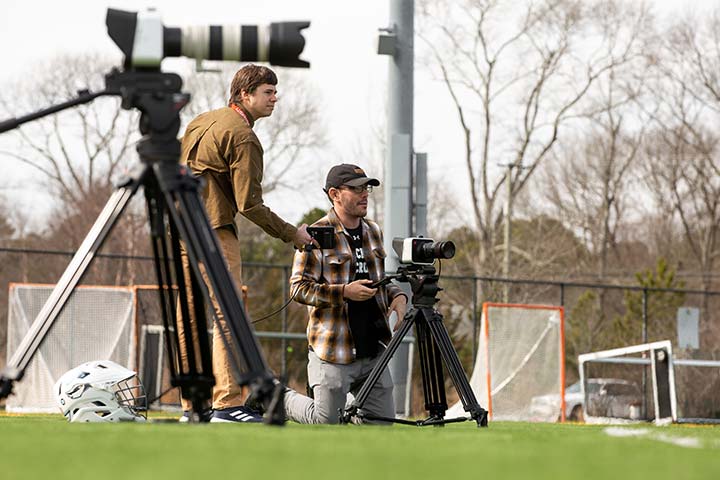 Nicholas Georgel and Joseph Petrilli set up cameras