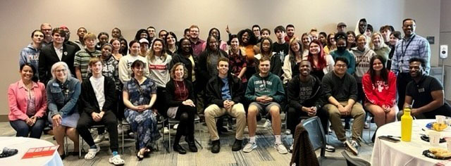 A group of students in the Fannie Lou Hamer Event Room