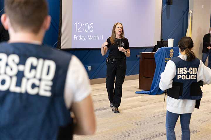 Students listening to an instructor