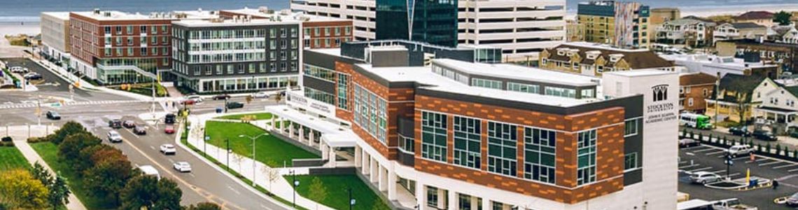 An aerial view of Stockton's Atlantic City campus