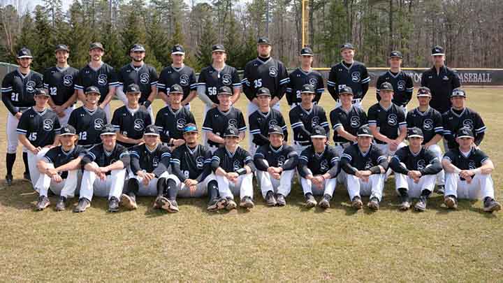 Team photo of Stockton baseball team on baseball field