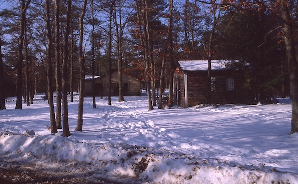 Cabins in snow