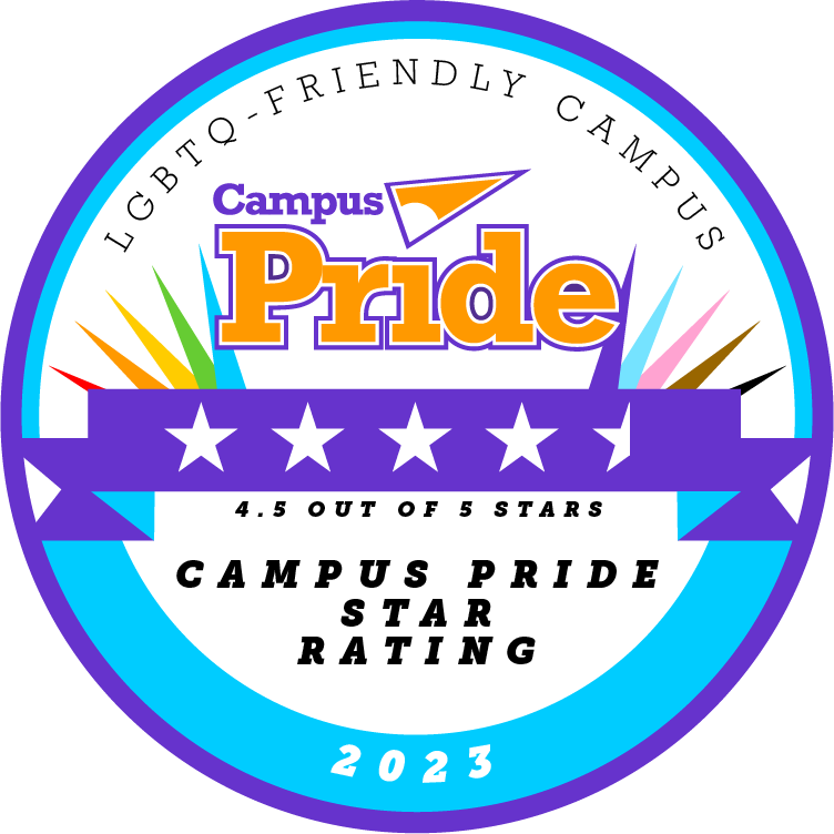 Campus Pride Index score 4.5 stars out of 5 stars seal