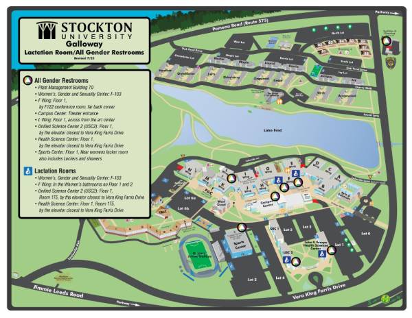 lactation room and restrooms map