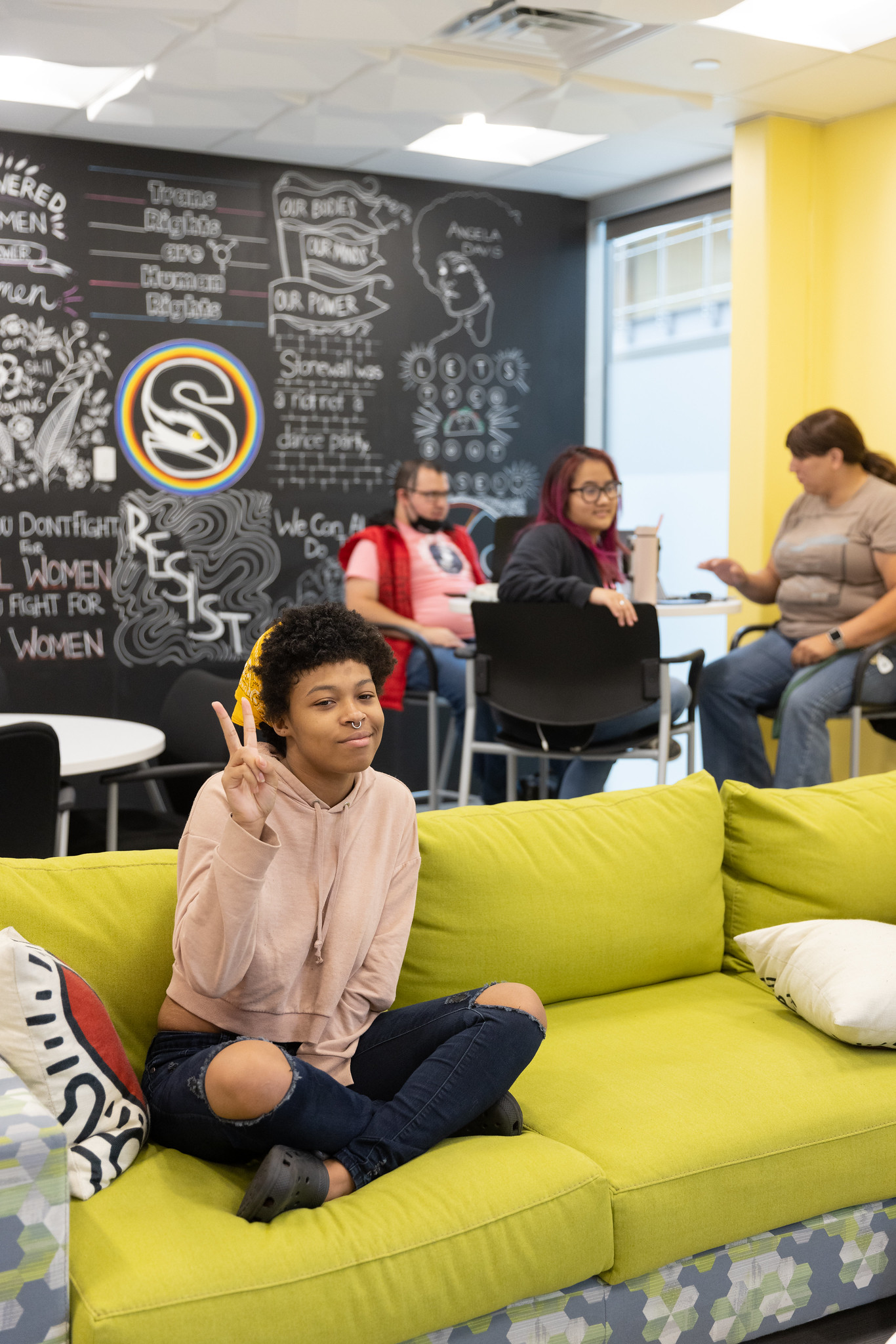 Students hanging in WGSC lounge