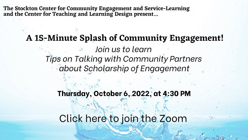 Information about the 15 Minute Splash of Engagement Event
